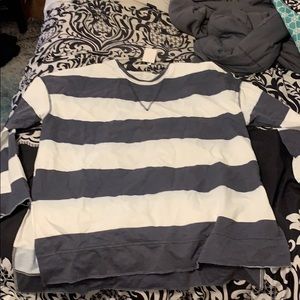 Navy Blue and white striped long sleeve shirt.